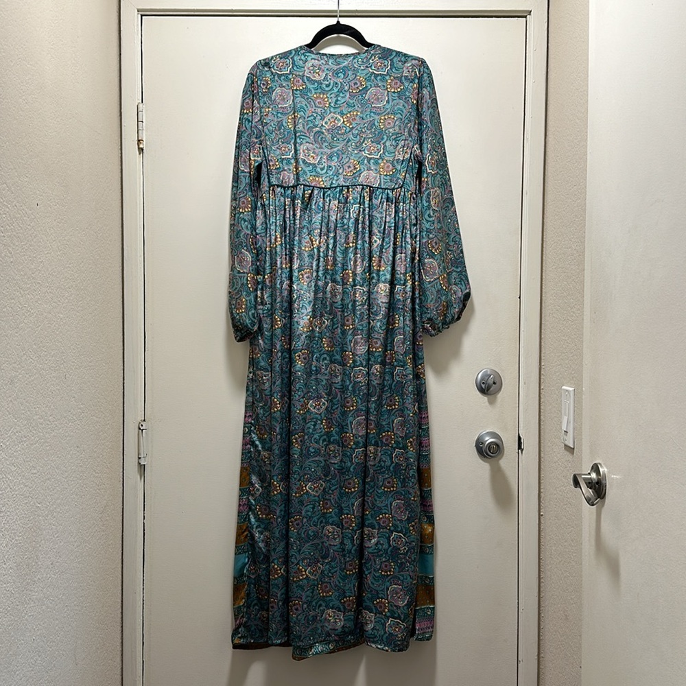 Boho Long Sleeve Silk Maxi Dress - Picture 6 of 16